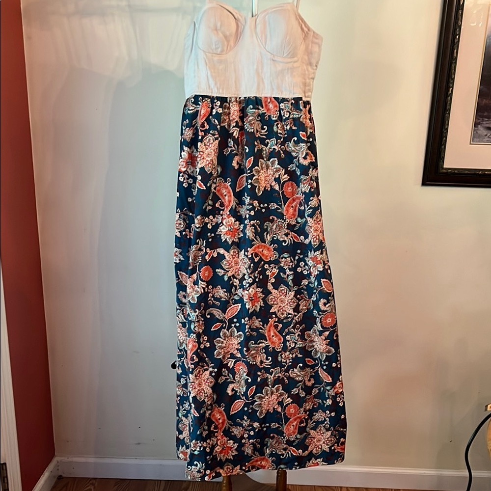 Band of the Free Cream and Pink Tiered Sundress with Sweetheart Neckline